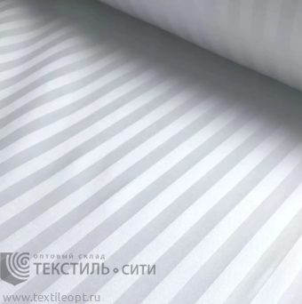 ткань Сатин-страйп, полоса 1 см, цв. белый, ш-310см