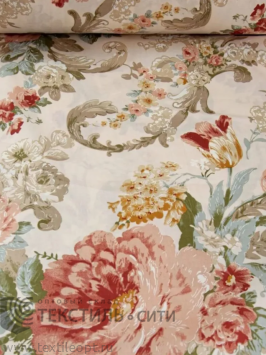 ткань Сатин Премиум "Розовый букет"