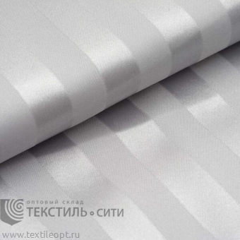 ткань Сатин-страйп полоса 3 см, цв. белый, ш-240см