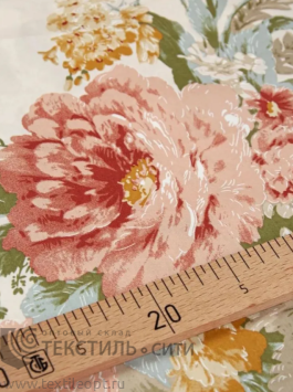 ткань Сатин Премиум "Розовый букет"